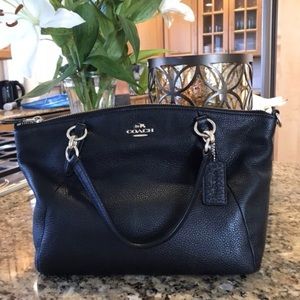 Black pebble leather coach bag